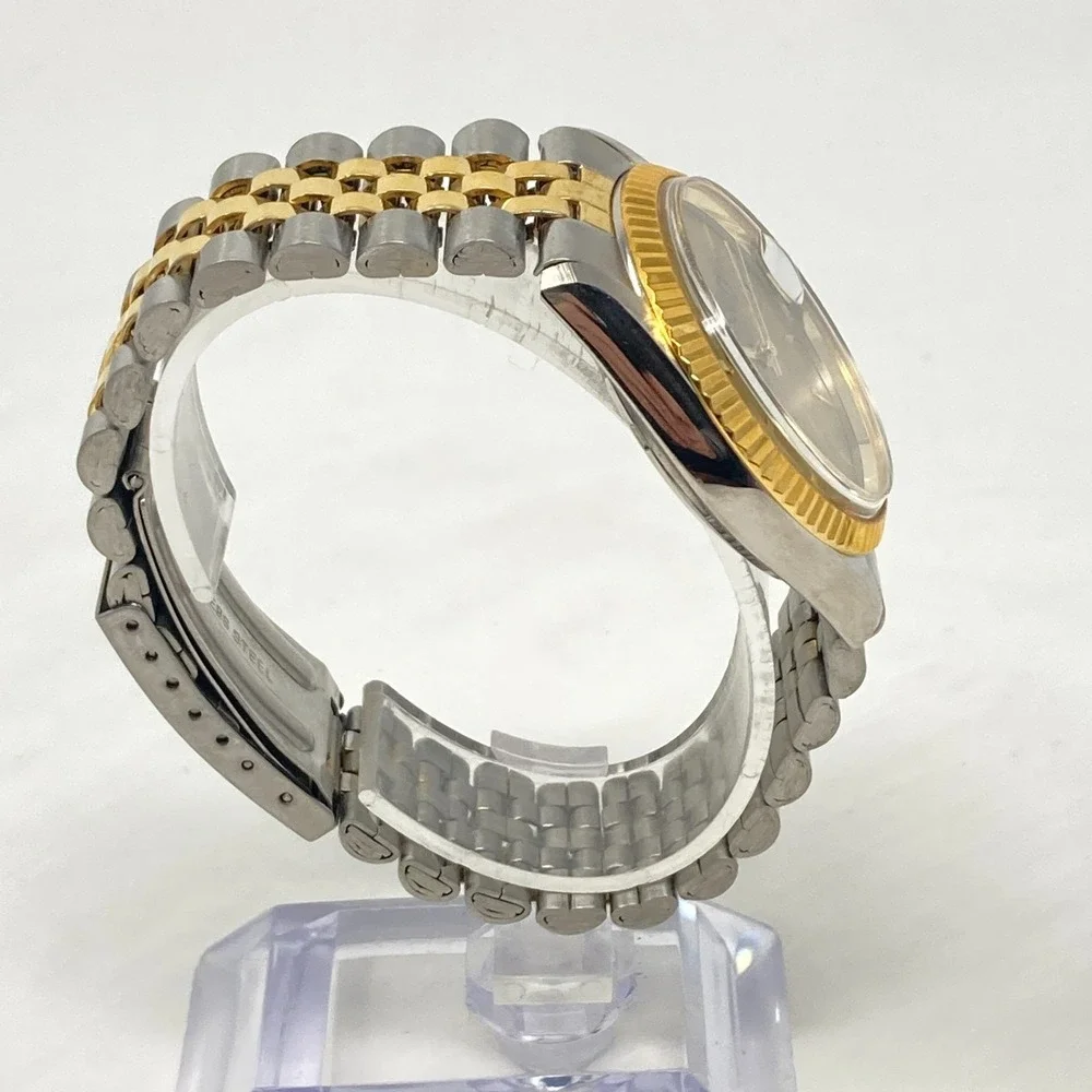 Pillsbury Watch Men 35mm Silver Gold Two Tone Date Bubble Round New Battery 7